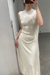 SWAYING/KNIT Silk Cashmere Back Slit Long Vest SW24SS1T17 White